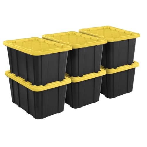POMILER 27 Gallon Durable Plastic Storage Tote with Snap-On...