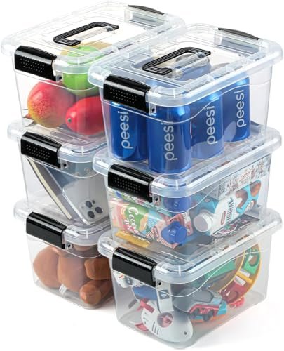 EOENVIVS Plastic Storage Bins with Lids 6 Pack Clear