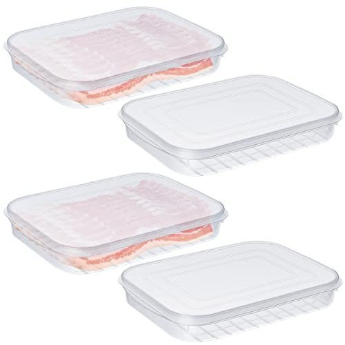 Suclain 4 Pcs Bacon Keeper Deli Meat Containers with Lids