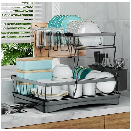 7 code 2-Tier Large Dish Drying Rack for Kitchen.
