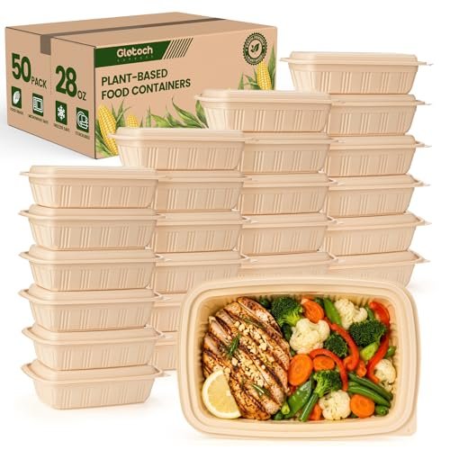 100 Piece (50 Pack) Meal Prep Containers with Lids