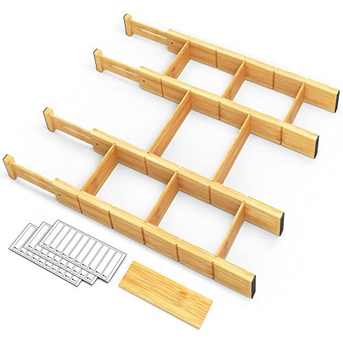 SpaceAid Bamboo Drawer Dividers with Inserts and Labels...