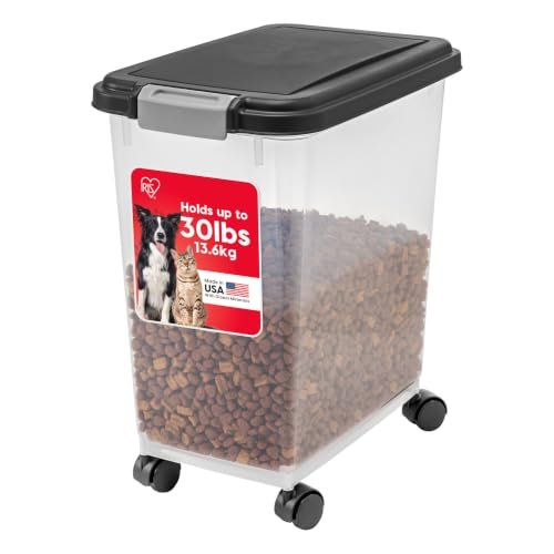 IRIS USA Airtight Pet Food Storage Rolling Container, 30 lb.