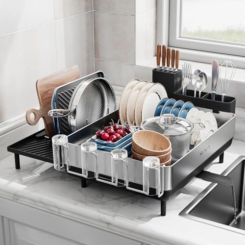 SUNLY Large Dish Drying Rack, Expandable Dish Rack