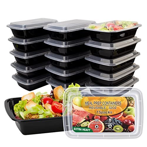Ezalia 15 Pack- Meal Prep Containers 32oz, reusable,...