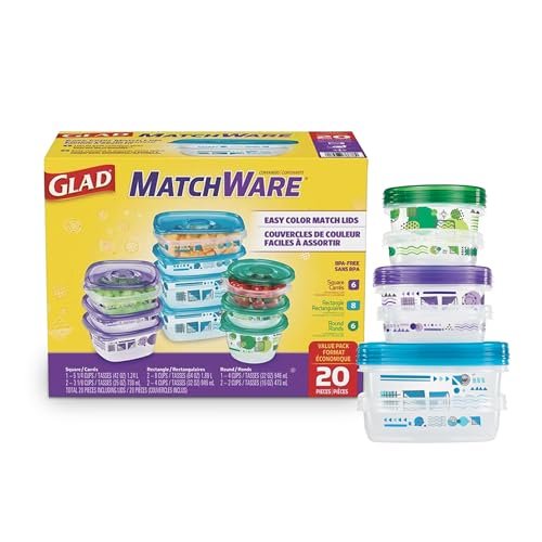 Glad GladWare MatchWare Food Storage Containers, 20 Piece...