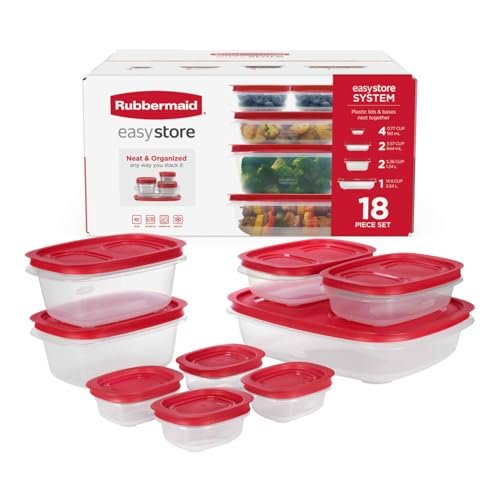 Rubbermaid EasyStore Large Containers, 18-Piece Set, Food...