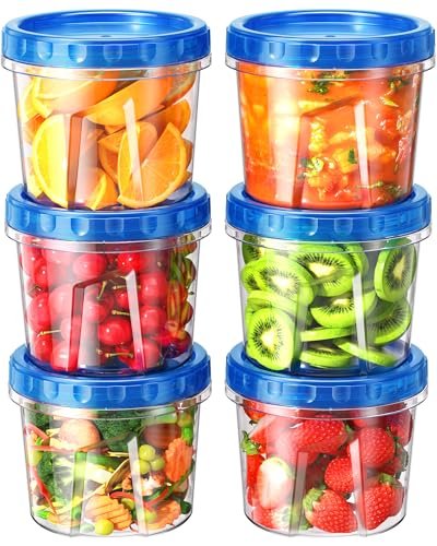 BiuLeon 6 Pack-24 oz Freezer Storage Containers, Leakproof...