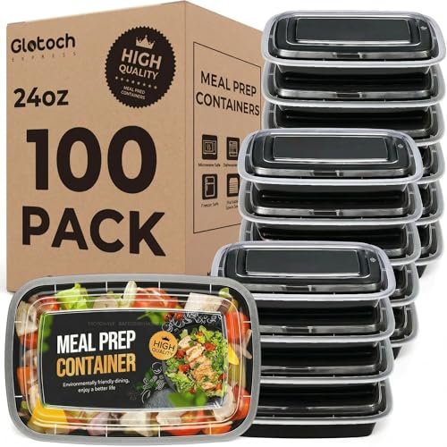 Meal Prep Containers 24oz-100 Pack (200-Piece) Reusable...