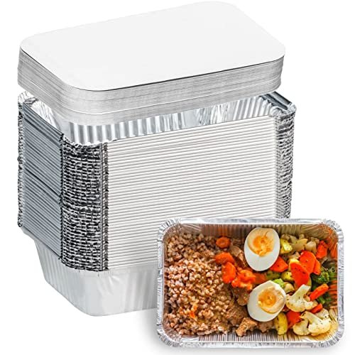 Aluminum Pans with Lids (50-Pack, 8.5