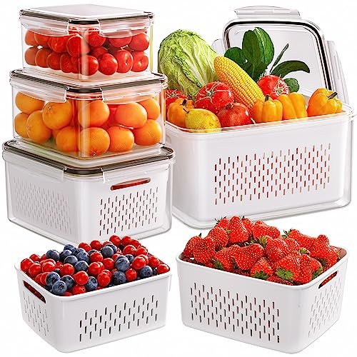 5-Pack Fruit Storage Containers for Fridge with Removable...