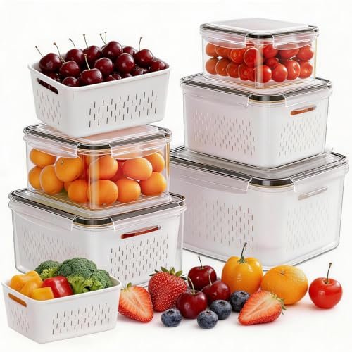 5 Pack Fruit Storage Containers for Fridge, Fresh Produce...