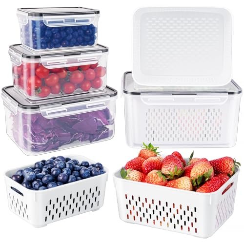 Freshmage Fruit Storage Containers for Fridge with Colander