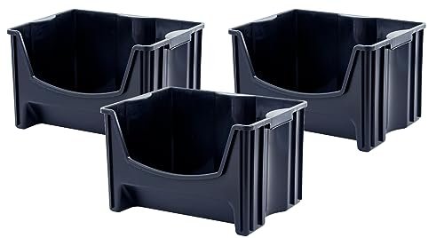 Mighty Tuff Jumbo Stackable Storage Bins, Pack of 3.