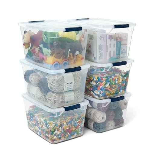 Rubbermaid Cleverstore Clear 32 Qt, 6 Pack Stackable...
