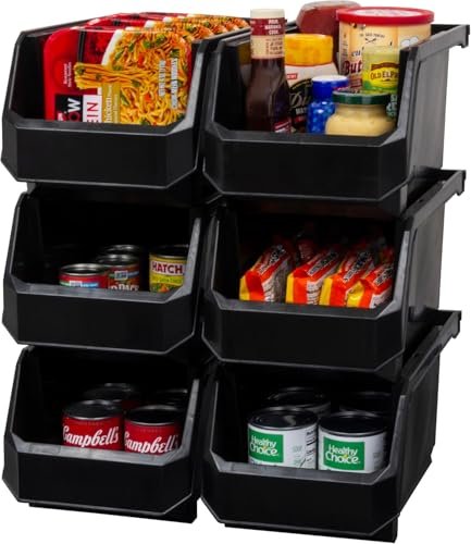 Akro-Mils ReadySpace Large Stackable Plastic Storage Bins,...