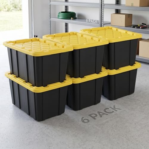 CLMSTE 6 Pack 27 Gallon Heavy Duty Storage Bins with