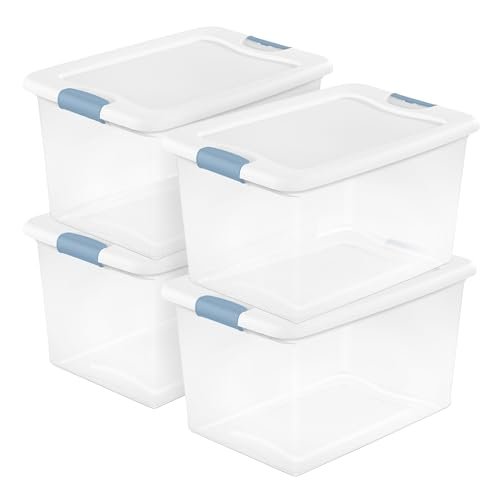 Sterilite Latching Box with Lids for Home 64 Quart 4-Pack