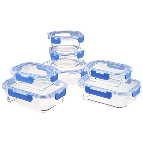 Amazon Basics Glass Food Storage Containers, Leak Proof Set