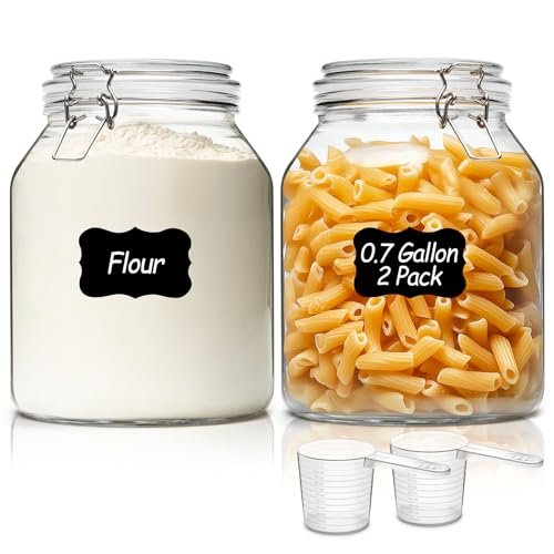 ComSaf Glass Pantry Jars with Airtight Lids Wide Mouth 0.7