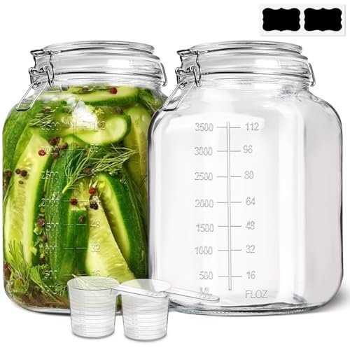 ComSaf Large Square Glass Food Jars 1.1 Gallon 2 Pack
