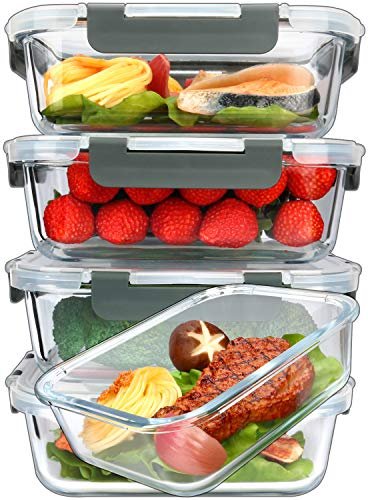 M MCIRCO 5 Pack 36 oz Glass Food Storage Containers