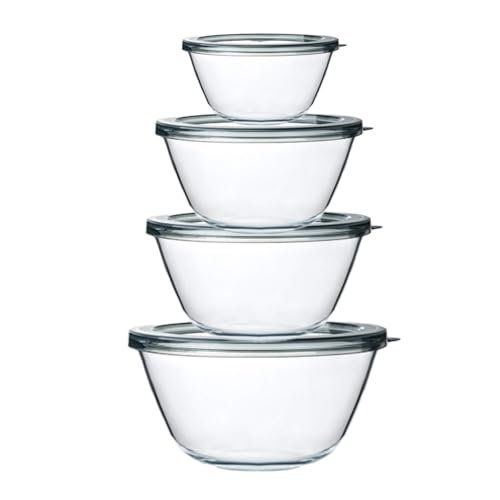 M MCIRCO 4 Packs Glass Mixing Bowls with Lids