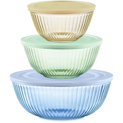 Pyrex Colors Tinted (3-Pack, Full Set) Sculpted Glass...