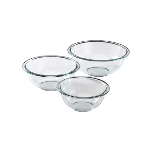 Pyrex Essentials (3-Piece) Glass Mixing Bowls Set for Prep.