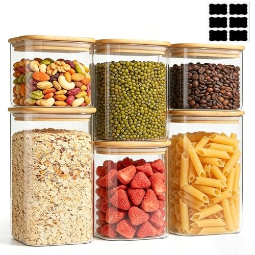 ComSaf Glass Pantry Storage Containers (0.7qt/1.2qt/1.6qt)...