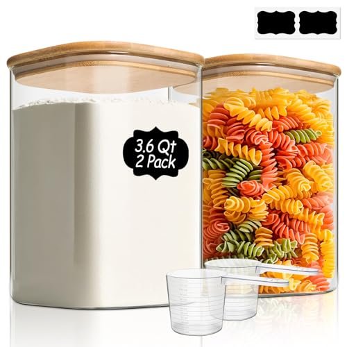 ComSaf Glass Storage Jars with Bamboo Lids 2 Pack