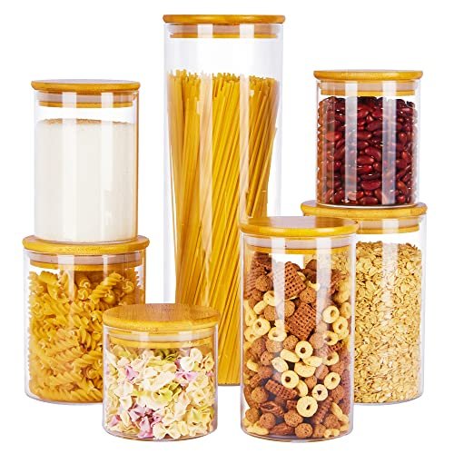 Vtopmart Glass Food Storage Jars, 7 Pack with Airtight Lids.