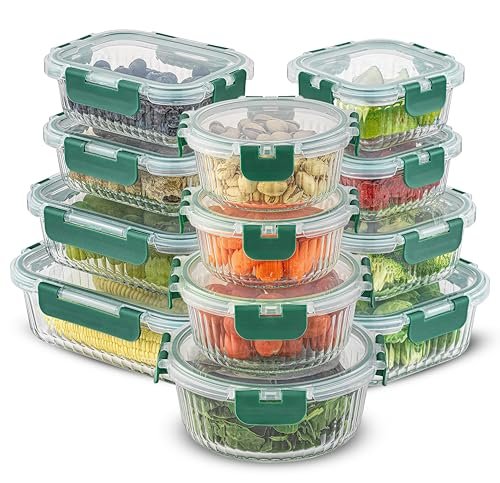 JoyJolt 24pc Borosilicate Glass Storage Containers with...