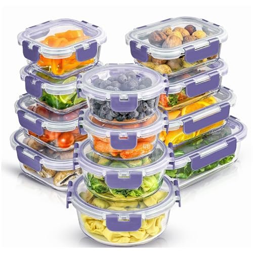 JoyJolt 24pc Borosilicate Glass Storage Containers with...