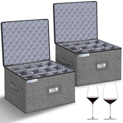Wine Glass Storage Box for 24 Glasses, Hard Shell Case