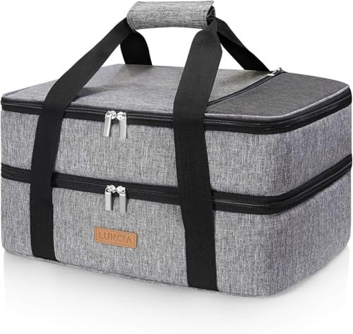 LUNCIA Insulated Double Decker Casserole Carrier, Lasagna...