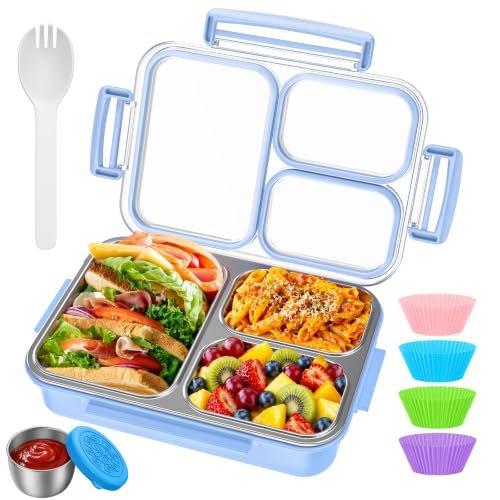 KHOXU Stainless Steel Lunch Box for Kids, Adults, 28oz