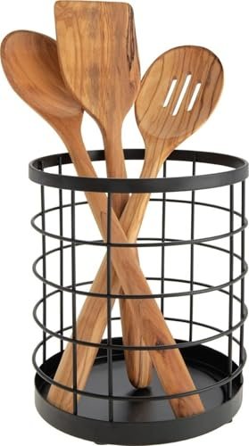 iDesign Kitchen Crock Utensil Holder, Matte Black, Steel