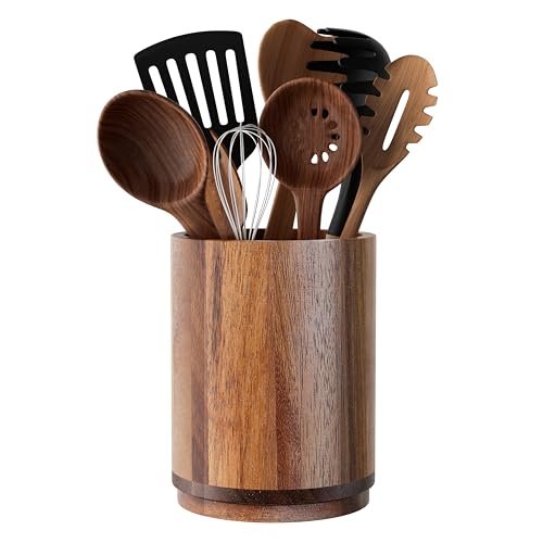 Segtenant Utensil Holder, Acacia Wood Kitchen Utensil...