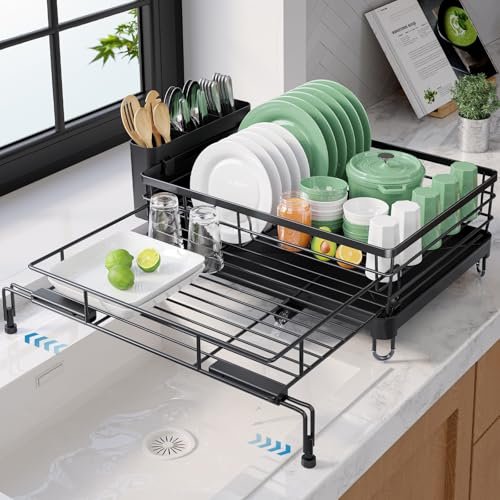 Kitsure Adjustable Dish Drying Rack, 15.6''-25.2''L ×...