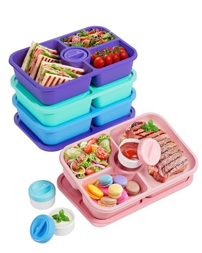 Canfanni 4 Pcs Bento Snack Box Containers, divided...