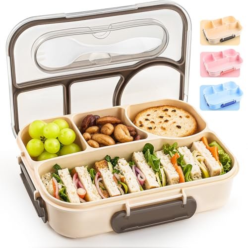 EASYFUN Bento Box Adult, Lunch Box, 4-Compartment drop-proof
