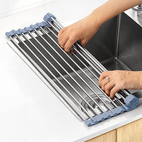 MECHEER Over The Sink Dish Drying Rack, Roll Up