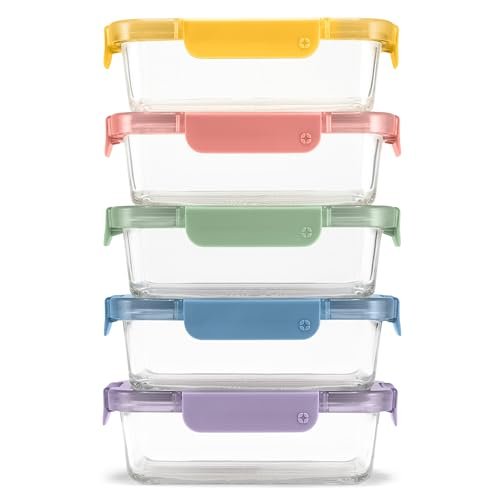 Ello Color Lock 3.4 Cup Glass Meal Prep Containers.