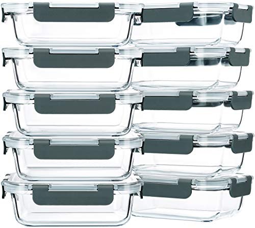 M MCIRCO 10 Pack,22 oz Glass Food Storage Containers.