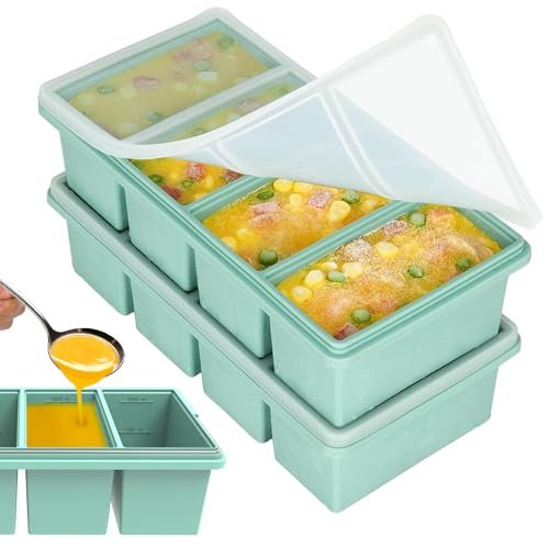Silicone Freezer Trays with Lids, 1-Cup Soup Containers,...