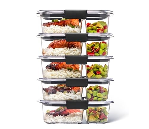 Rubbermaid Brilliance Meal Prep Containers, 2-Compartment...