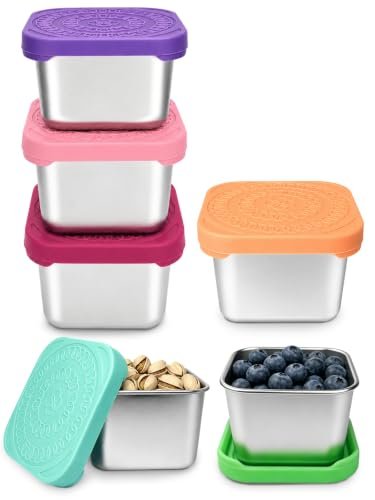 HTEVW 6 Pack Stainless Steel Snack Containers for Kids