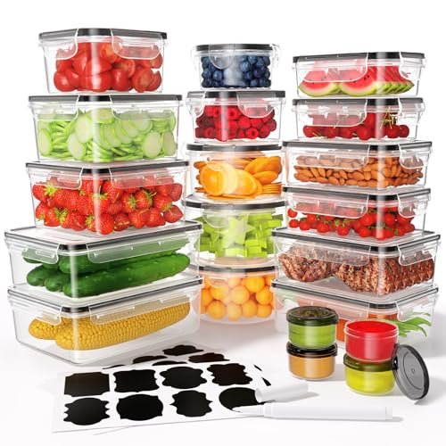 KEMETHY Large 40 Piece Food Storage Containers with...