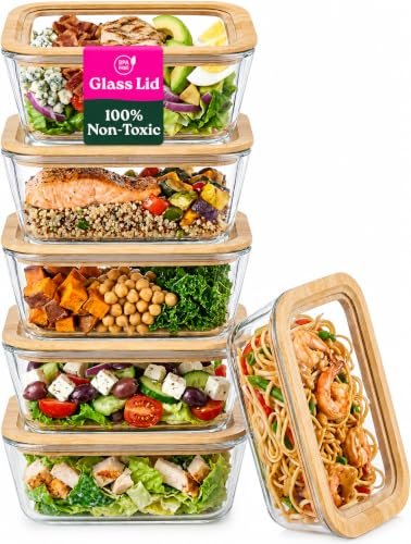 VERDESSA 6-Pack Glass Food Storage Containers with airtight...